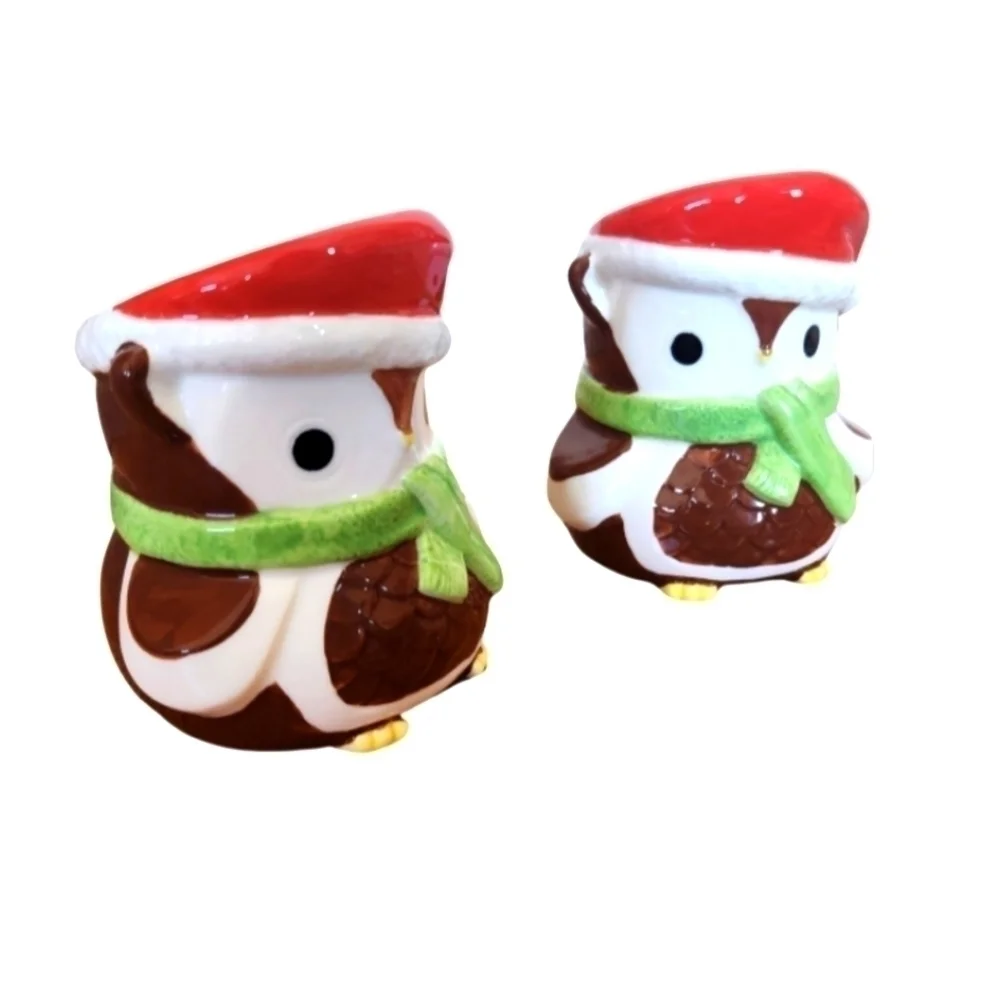 NWT Yankee Candle Set of 2 Winter Woodland Owl Tealight/ Votive Holders